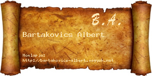 Bartakovics Albert névjegykártya