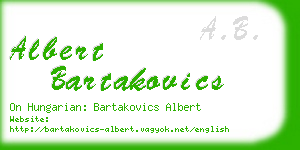 albert bartakovics business card